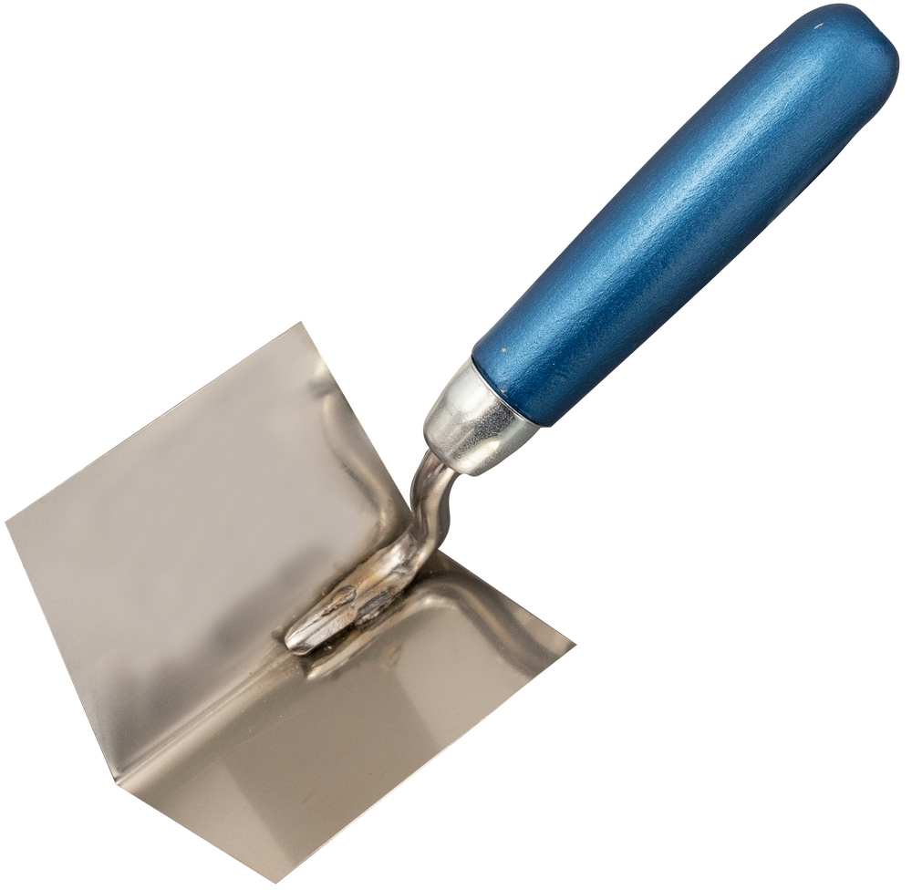 Inside corner trowel stainless, wooden handle - Viapex GmbH putzmaschinen zubehör ersatzteile