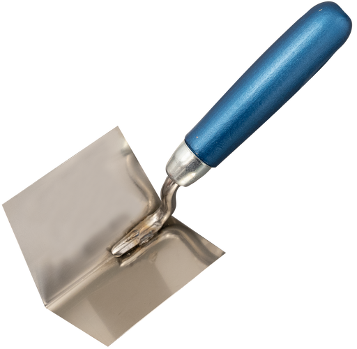 Inside corner trowel stainless, wooden handle - Viapex GmbH putzmaschinen zubehör ersatzteile