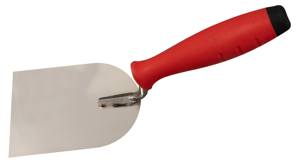 Plaster spatula stainless with G-shaped neck, 2K-handle - Viapex GmbH putzmaschinen zubehör ersatzteile