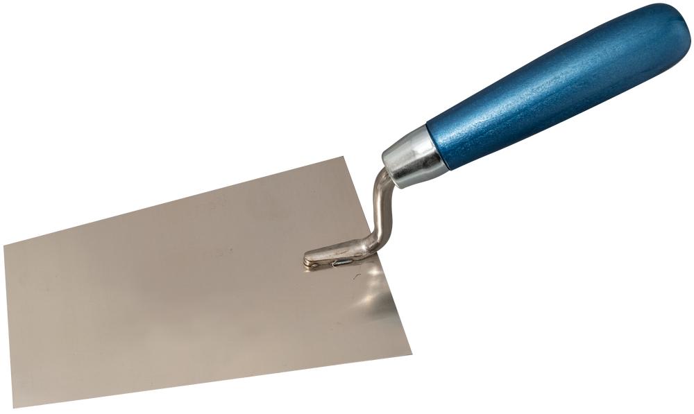 Brick trowel stainless with G-shaped neck, wooden handle - Viapex GmbH putzmaschinen zubehör ersatzteile