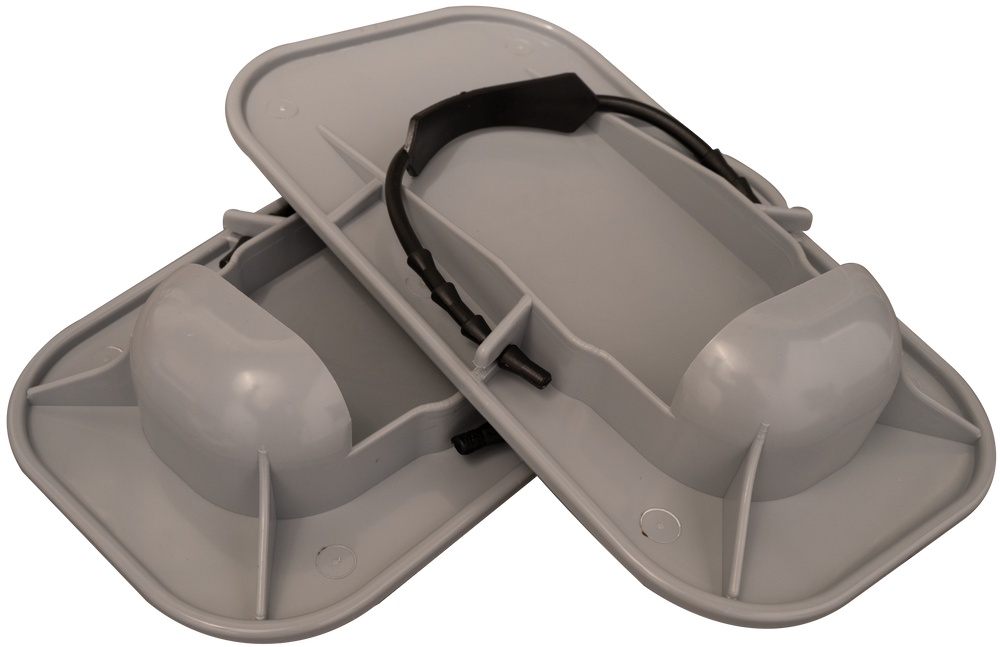 PVC smoothing shoes grey, with elastic band and cap - Viapex GmbH putzmaschinen zubehör ersatzteile