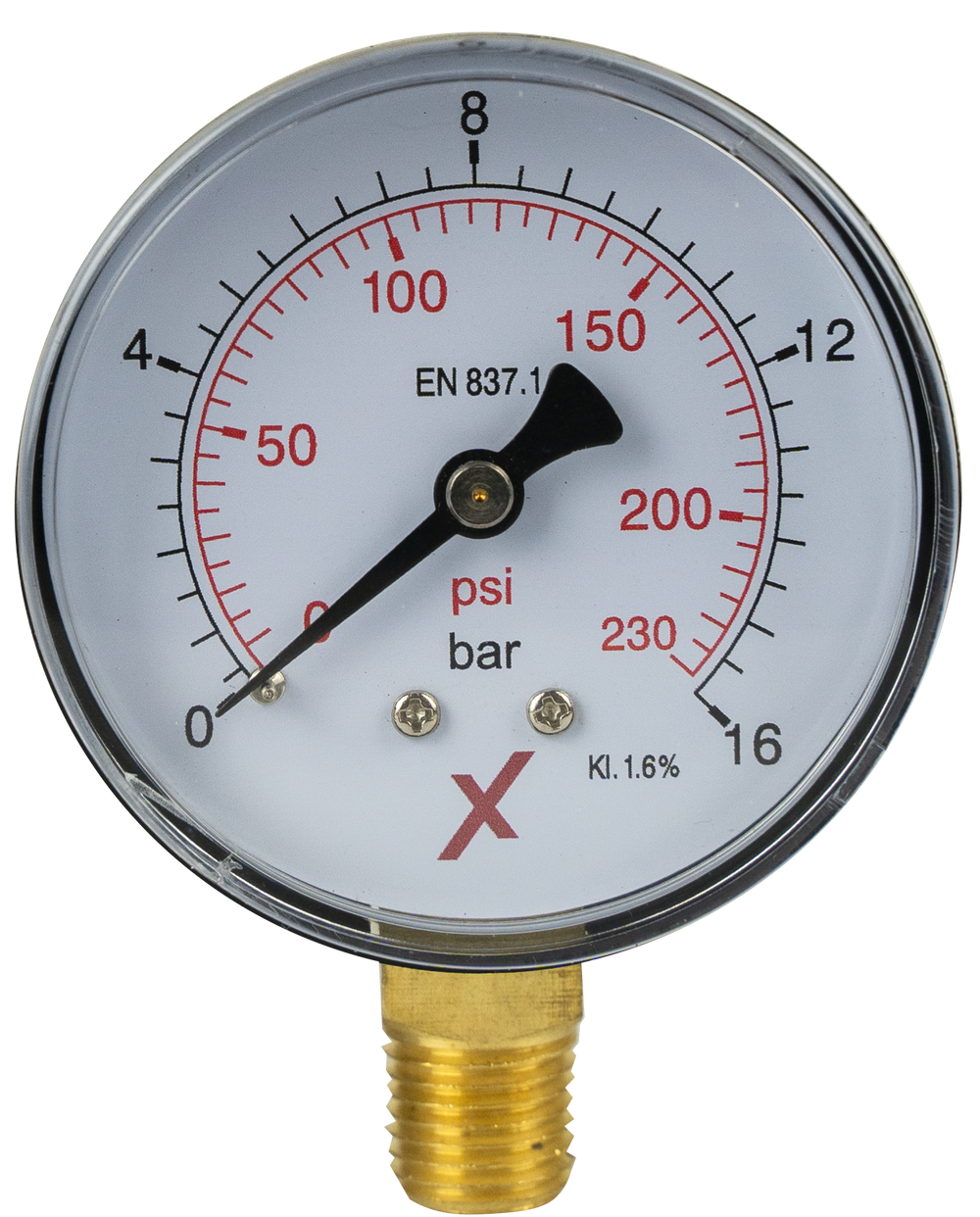 Pressure Gauge 0-16 bar, 1/4", D 63 mm below - Viapex GmbH putzmaschinen zubehör ersatzteile