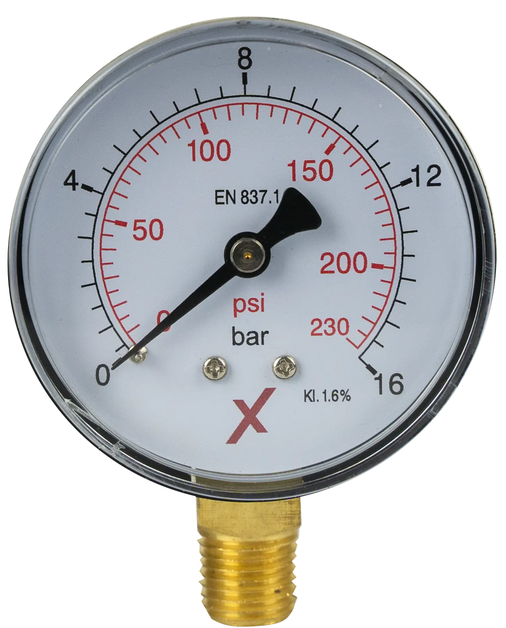 Pressure Gauge 0-16 bar, 1/4", D 63 mm below - Viapex GmbH putzmaschinen zubehör ersatzteile