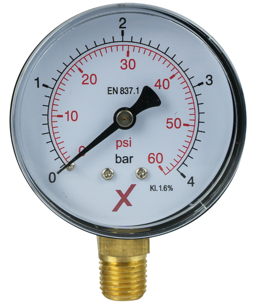 Pressure Gauge 0-4 bar, 1/4", D 63 mm below - Viapex GmbH putzmaschinen zubehör ersatzteile