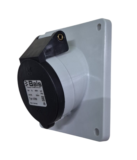 CEE Panel Socket 4 x 16 A, 7h, Black, Inclined