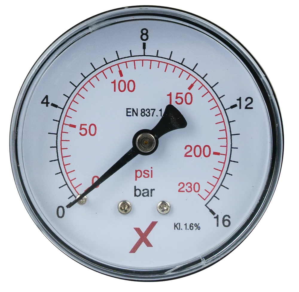 Pressure Gauge 0-16 Bar, 63 mm, Back Port