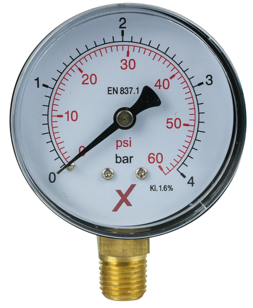 Pressure Gauge 0-4 Bar, 63 mm, Bottom Port