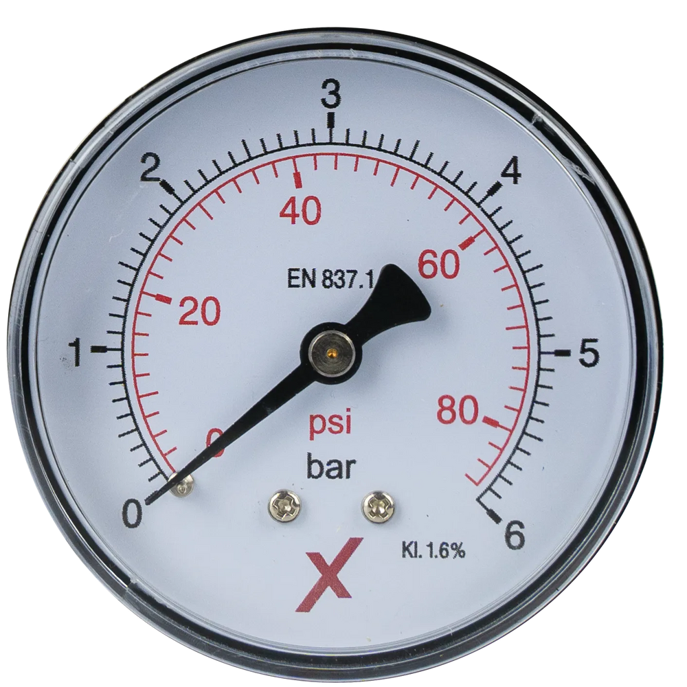 Pressure Gauge 0-6 Bar, 63 mm, Back Port