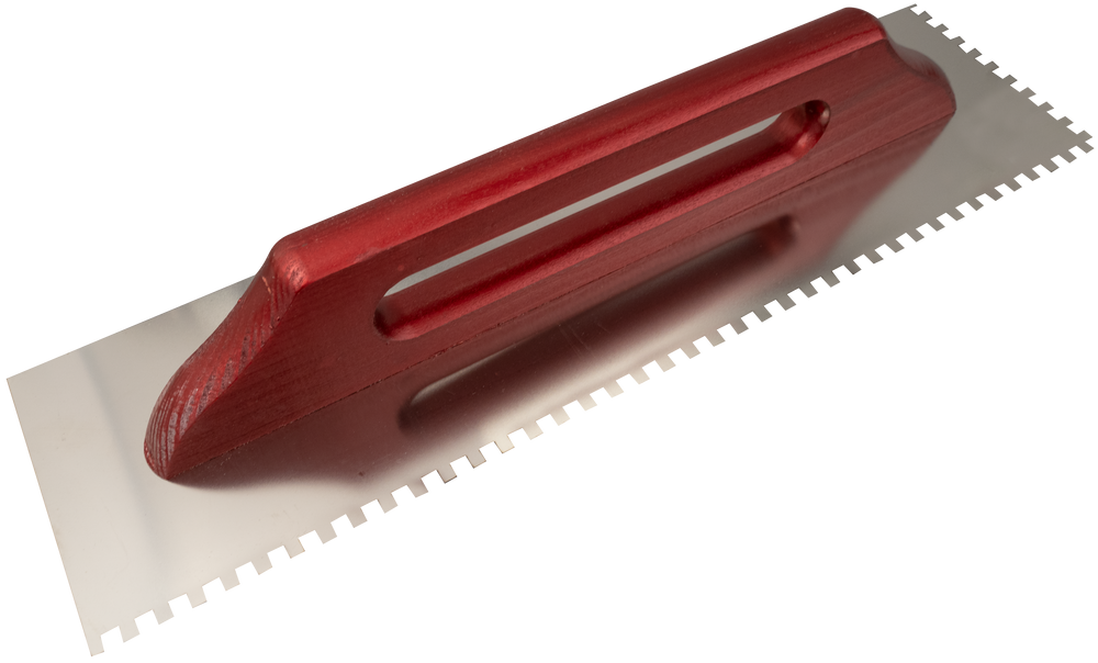Notched Steel Trowel 480x130 mm, Wooden Handle